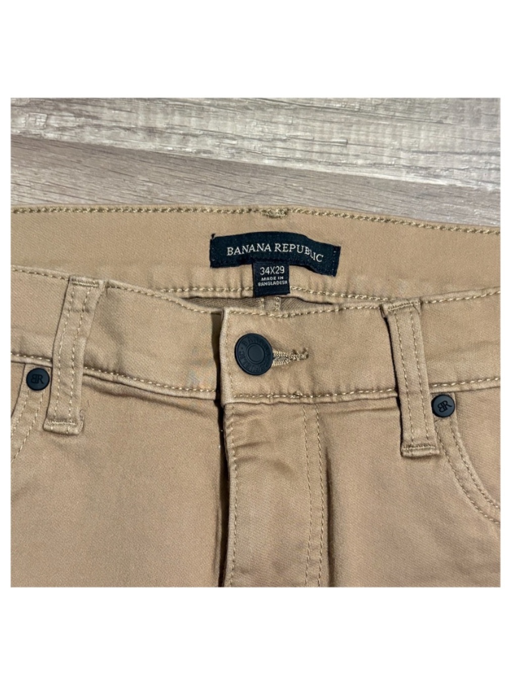 Banana Republic Men’s Slim Straight Khaki Stretch Pants 34x29 Beige Chinos - Picture 3 of 5